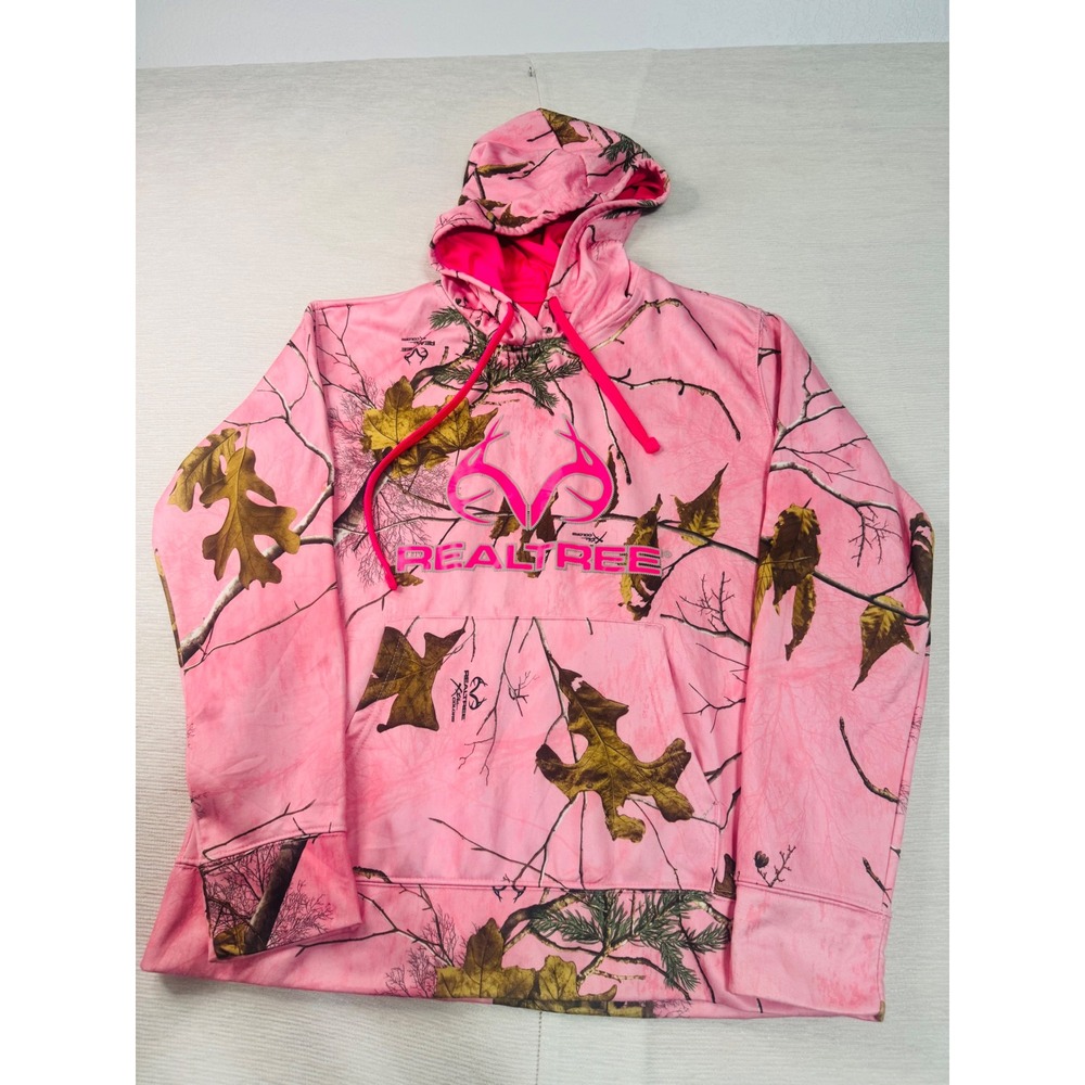 Realtree Xtra Colors Pink Camo Hoodie Womens Medium 8-10 Pullover Sweatshirt